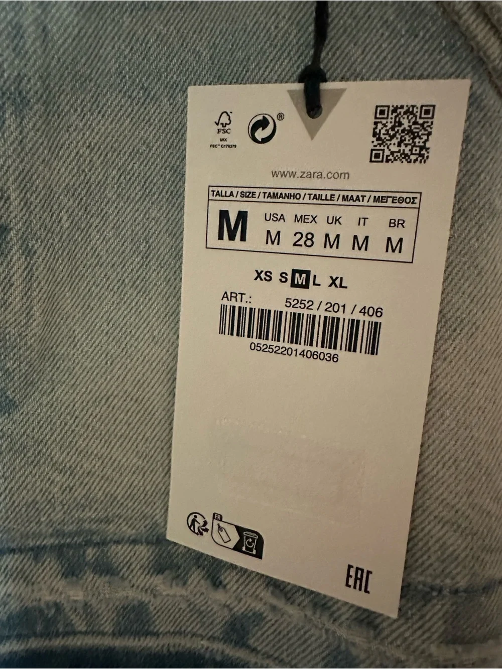 Zara Cropped Denim Frayed Tank Top Size M Blue - Picture 8 of 11